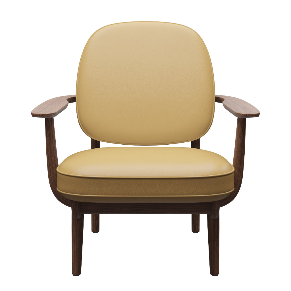 Fred Lænestol, valnødbejdset eg fra Fritz Hansen - Aura læder - Beige - Jacobsen Plus