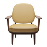 Fred Lænestol, valnødbejdset eg fra Fritz Hansen - Aura læder - Beige - Jacobsen Plus