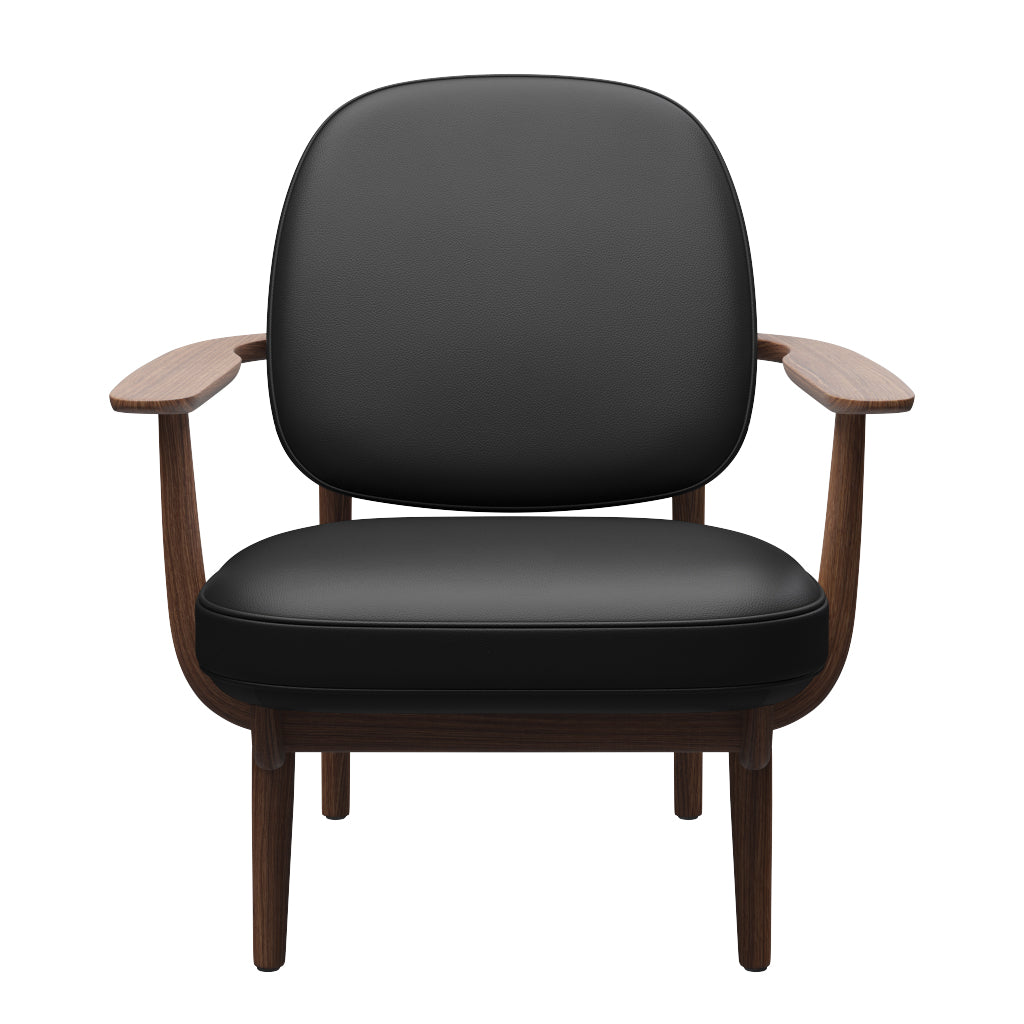 Fred Lænestol, valnødbejdset eg fra Fritz Hansen - Aura læder - Black - Jacobsen Plus