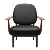 Fred Lænestol, valnødbejdset eg fra Fritz Hansen - Aura læder - Black - Jacobsen Plus