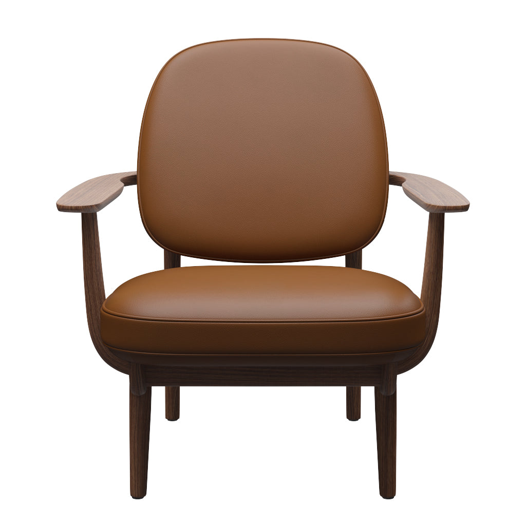 Fred Lænestol, valnødbejdset eg fra Fritz Hansen - Aura læder - Walnut - Jacobsen Plus