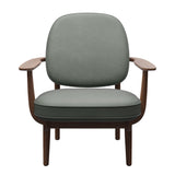 Fred Lænestol, valnødbejdset eg fra Fritz Hansen - Grace læder - Concrete Grey - Jacobsen Plus