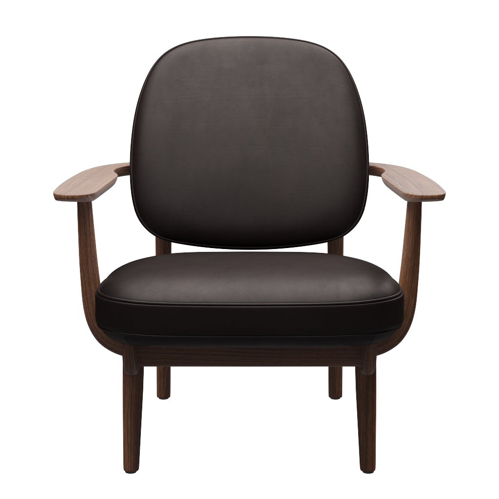 Fred Lænestol, valnødbejdset eg fra Fritz Hansen - Grace læder - Dark Brown - Jacobsen Plus