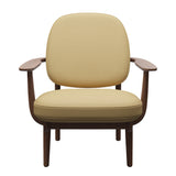 Fred Lænestol, valnødbejdset eg fra Fritz Hansen - Haze læder - Beige - Jacobsen Plus