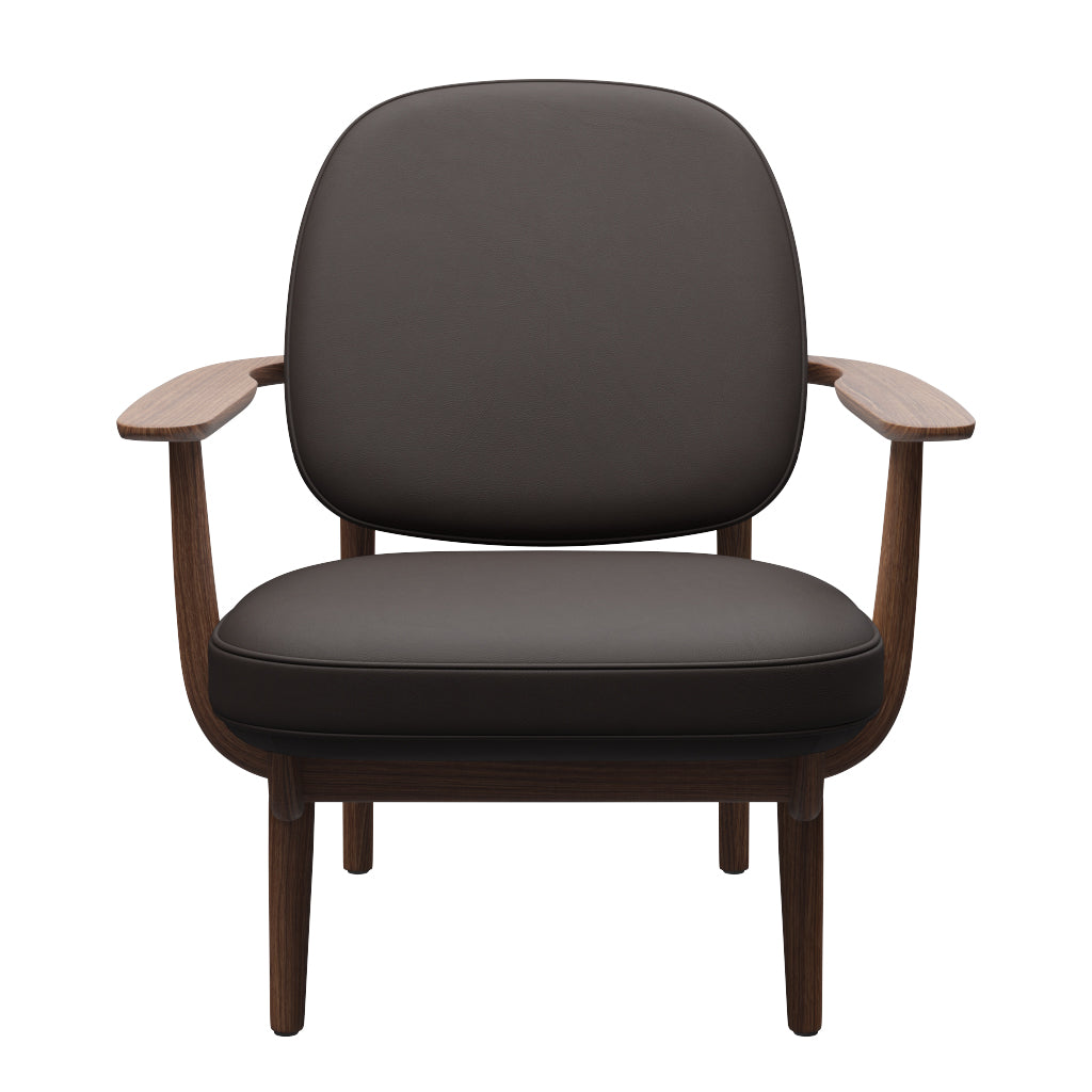 Fred Lænestol, valnødbejdset eg fra Fritz Hansen - Haze læder - Dark Brown - Jacobsen Plus