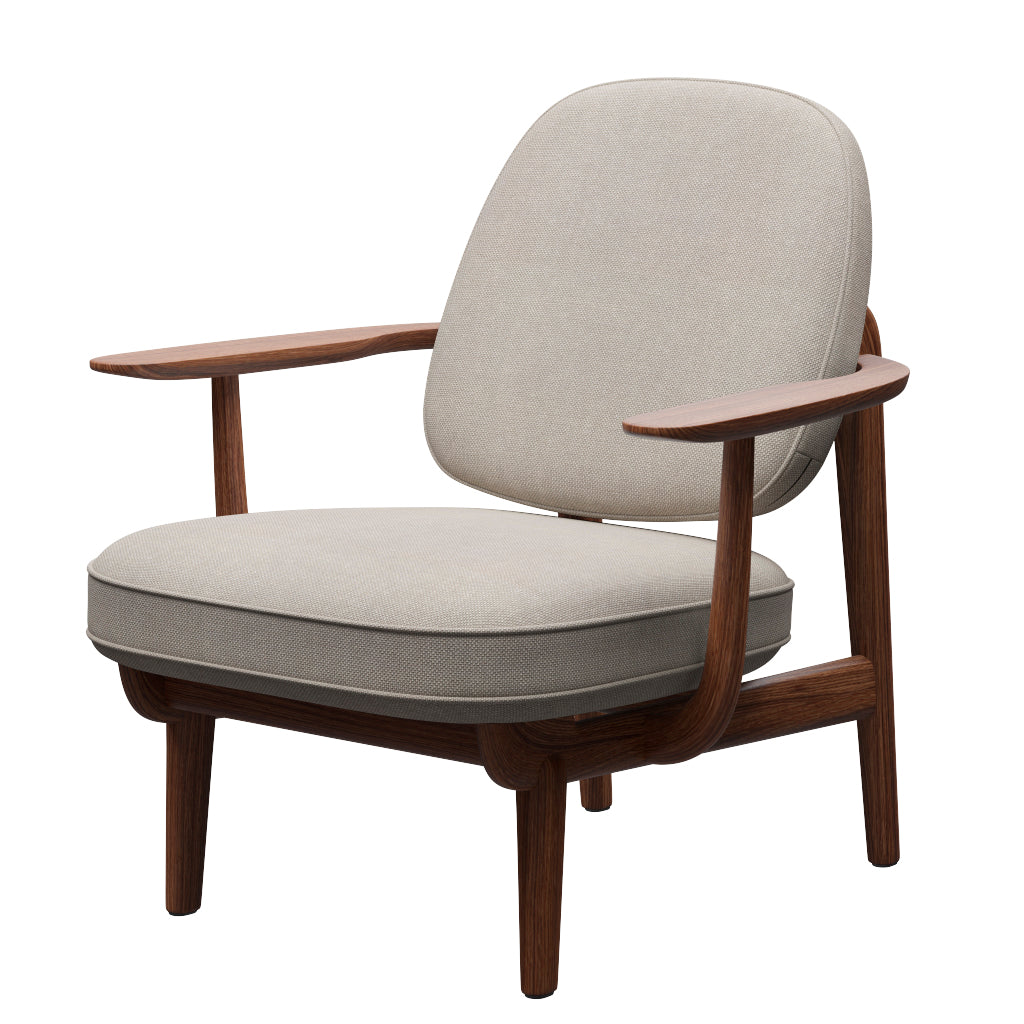 Fred Lænestol, valnødbejdset eg fra Fritz Hansen - Hallingdal - 103 Light Grey - Jacobsen Plus