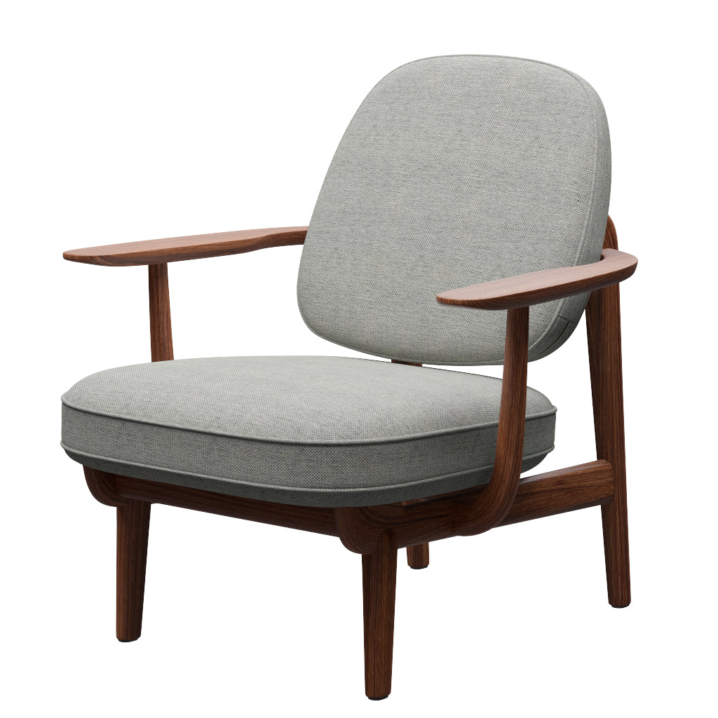 Fred Lænestol, valnødbejdset eg fra Fritz Hansen - Hallingdal - 110 White/Grey - Jacobsen Plus