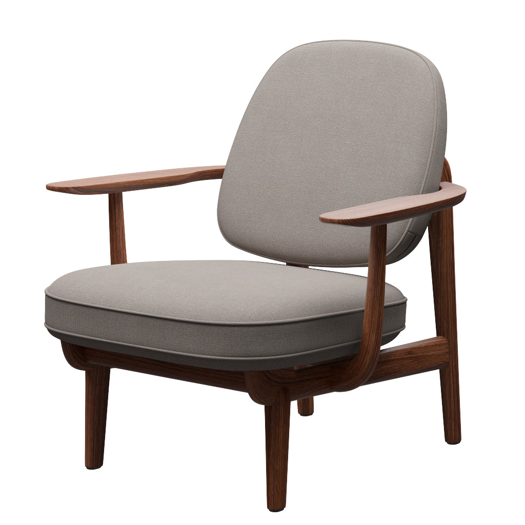 Fred Lænestol, valnødbejdset eg fra Fritz Hansen - Hallingdal - 113 Light Grey - Jacobsen Plus