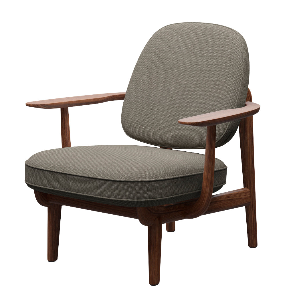 Fred Lænestol, valnødbejdset eg fra Fritz Hansen - Hallingdal - 123 Beige - Jacobsen Plus