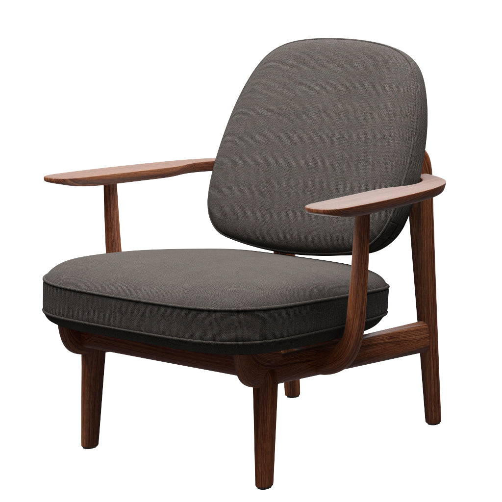 Fred Lænestol, valnødbejdset eg fra Fritz Hansen - Hallingdal - 143 Grey/Dark - Jacobsen Plus