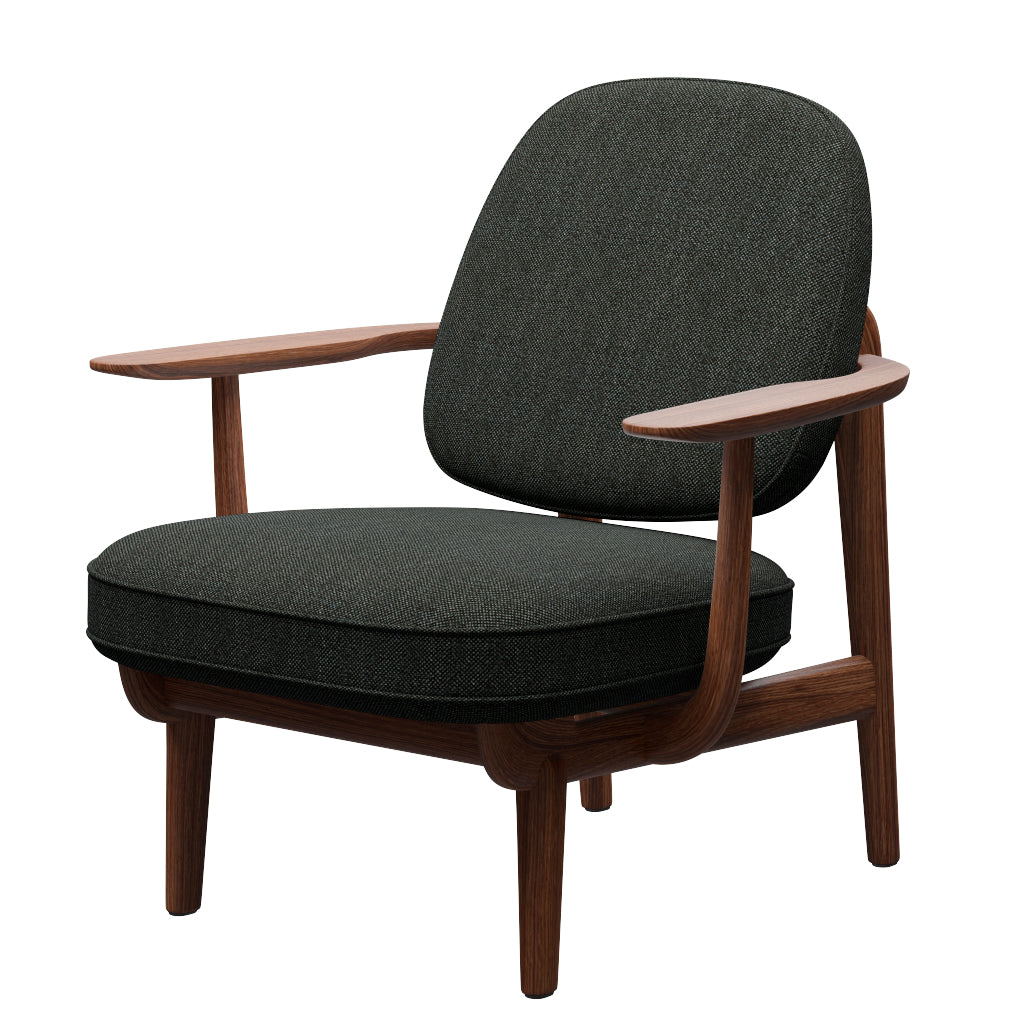 Fred Lænestol, valnødbejdset eg fra Fritz Hansen - Hallingdal - 368 Black/Grey - Jacobsen Plus