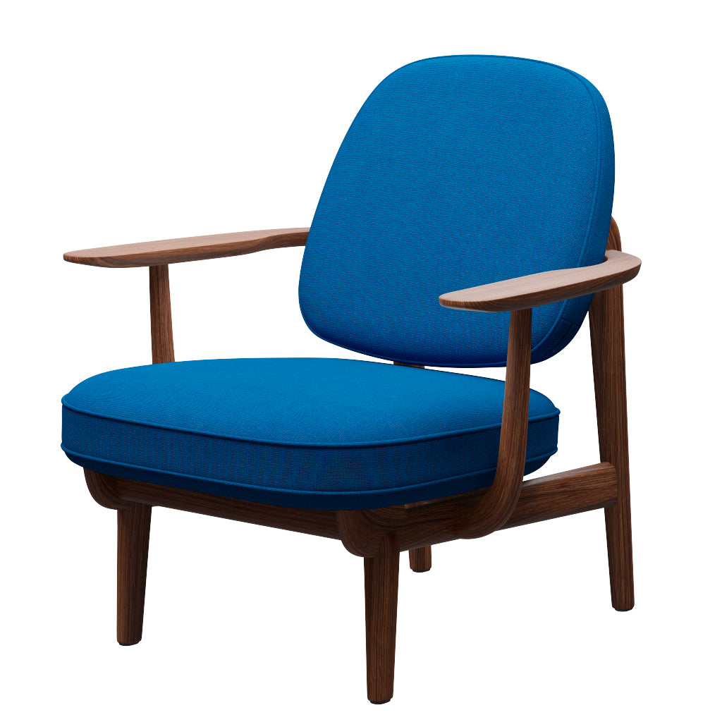 Fred Lænestol, valnødbejdset eg fra Fritz Hansen - Hallingdal - 723 Light Blue - Jacobsen Plus