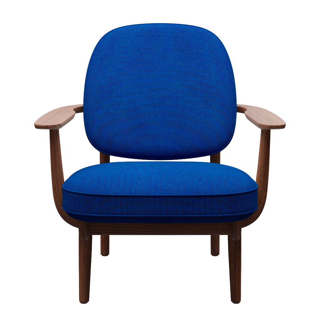 Fred Lænestol, valnødbejdset eg fra Fritz Hansen - Hallingdal - 733 Coral Blue - Jacobsen Plus