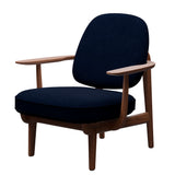 Fred Lænestol, valnødbejdset eg fra Fritz Hansen - Hallingdal - 764 Royal Blue - Jacobsen Plus