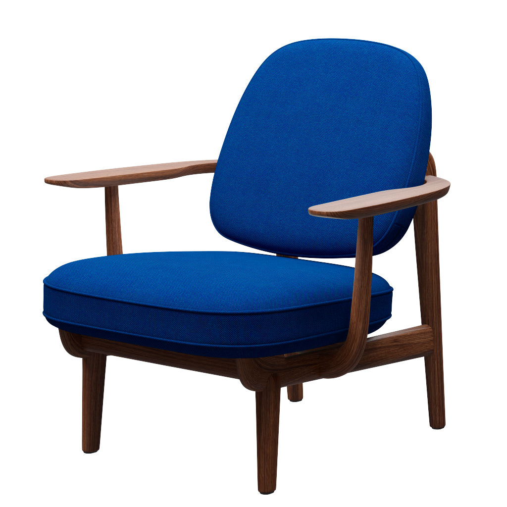 Fred Lænestol, valnødbejdset eg fra Fritz Hansen - Hallingdal - 810 Blue/Light Turquise - Jacobsen Plus