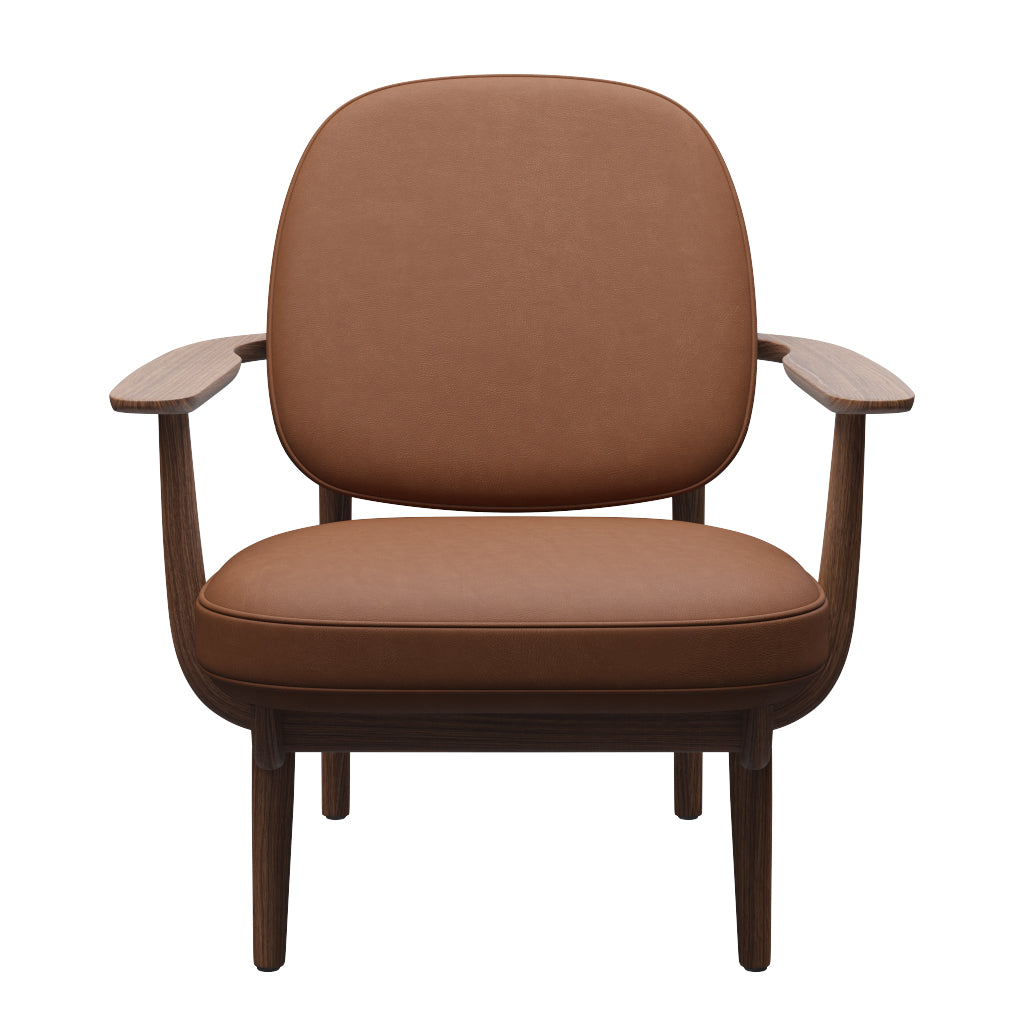 Fred Lænestol, valnødbejdset eg fra Fritz Hansen - Haze læder - Walnut - Jacobsen Plus