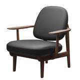 Fred Lænestol, valnødbejdset eg fra Fritz Hansen - Essential læder - Black - Jacobsen Plus