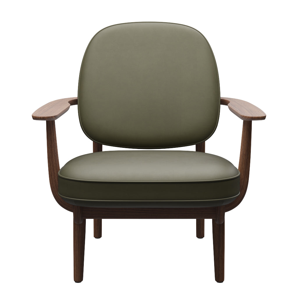 Fred Lænestol, valnødbejdset eg fra Fritz Hansen - Essential læder - Moss Green - Jacobsen Plus