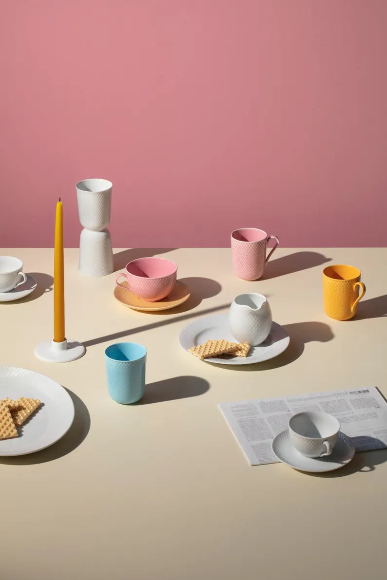 Rhombe Tekop m. underkop rosa/sand fra Lyngby Porcelæn - 2 - Jacobsen Plus