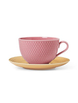 Rhombe Tekop m. underkop rosa/sand fra Lyngby Porcelæn - 1 - Jacobsen Plus