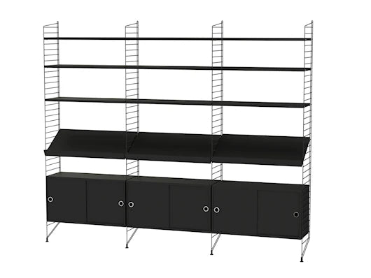 Reol, Living room G fra String - Sort - sort ask - Jacobsen Plus