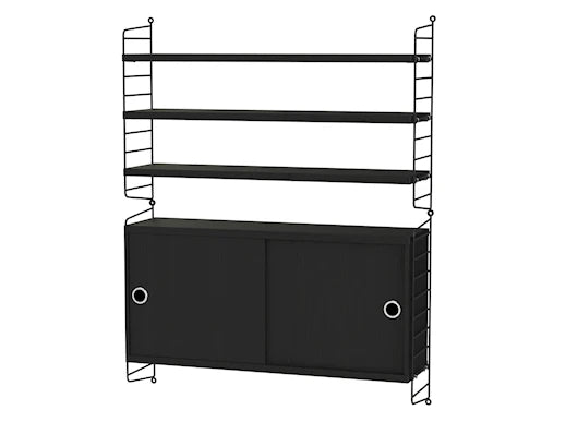 Reol, Living room I fra String - Sort - sort ask - Jacobsen Plus