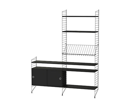 Reol, Living room K fra String - Sort - sort ask - Jacobsen Plus