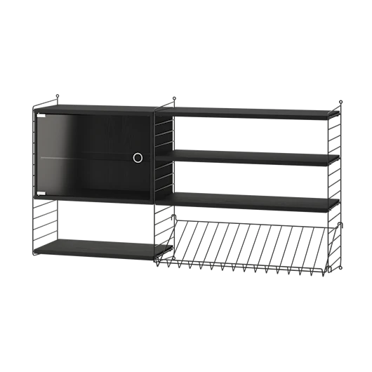 Reol, Living room S fra String - Sort - sort ask - Jacobsen Plus