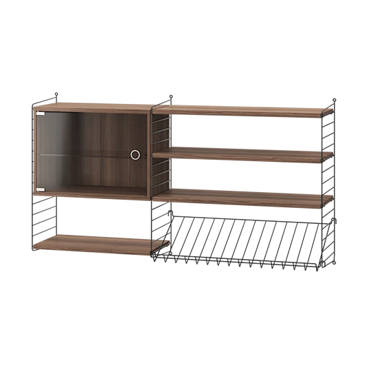 Reol, Living room S fra String - Sort - valnød - Jacobsen Plus