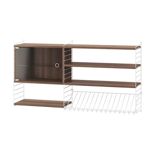 Reol, Living room S fra String - Hvid - valnød - Jacobsen Plus