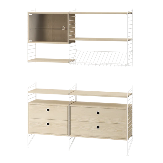 Reol, Living room T fra String - Hvid - ask - Jacobsen Plus