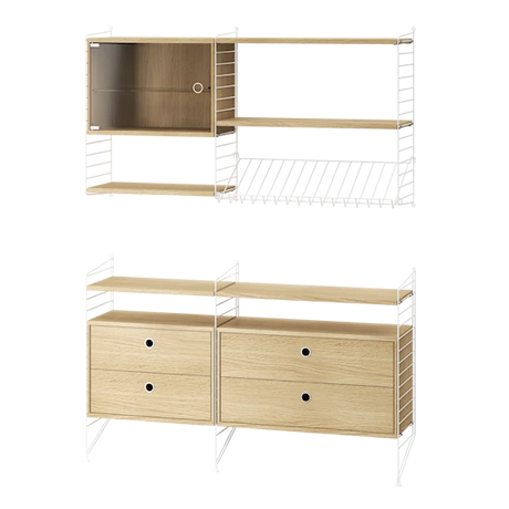 Reol, Living room T fra String - Hvid - eg - Jacobsen Plus