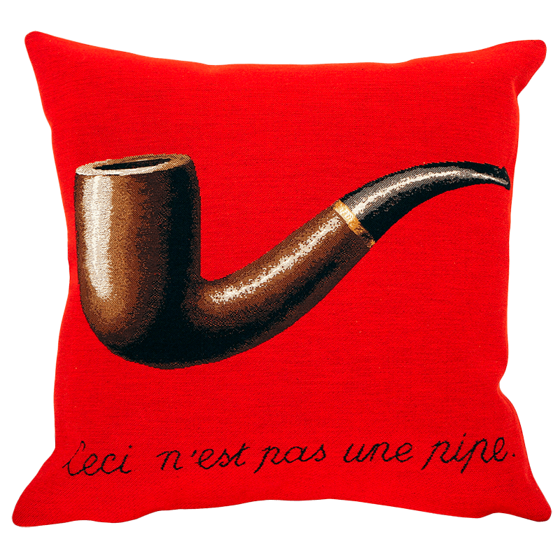 Magritte La trahison des images rouge pude fra Poulin Design - 1 - Jacobsen Plus