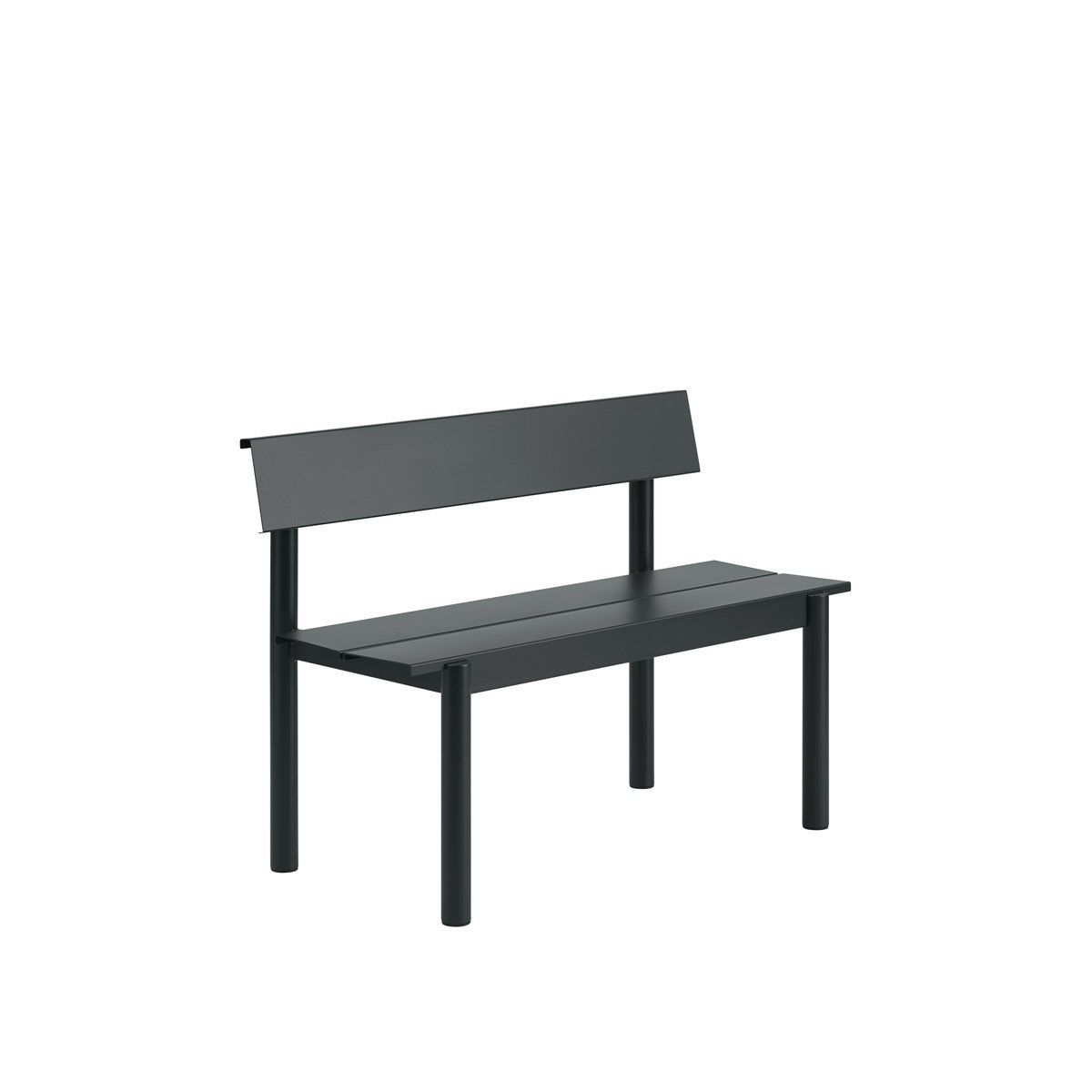 Linear Steel havebænk med ryglæn 110 cm fra Muuto - Sort - Jacobsen Plus