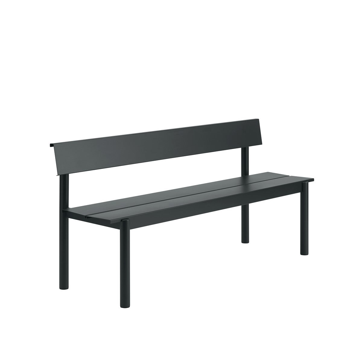 Linear Steel havebænk med ryglæn 170 cm fra Muuto - Sort - Jacobsen Plus