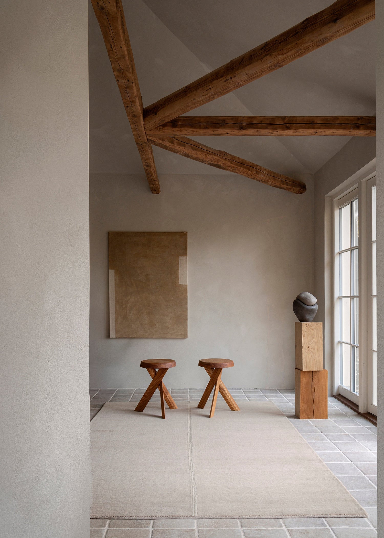 Faded Noren gulvtæppe, Cream fra Linie Design