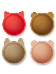 Malene silikoneskåle 4-pak, apple red/tuscany rose multi mix fra Liewood