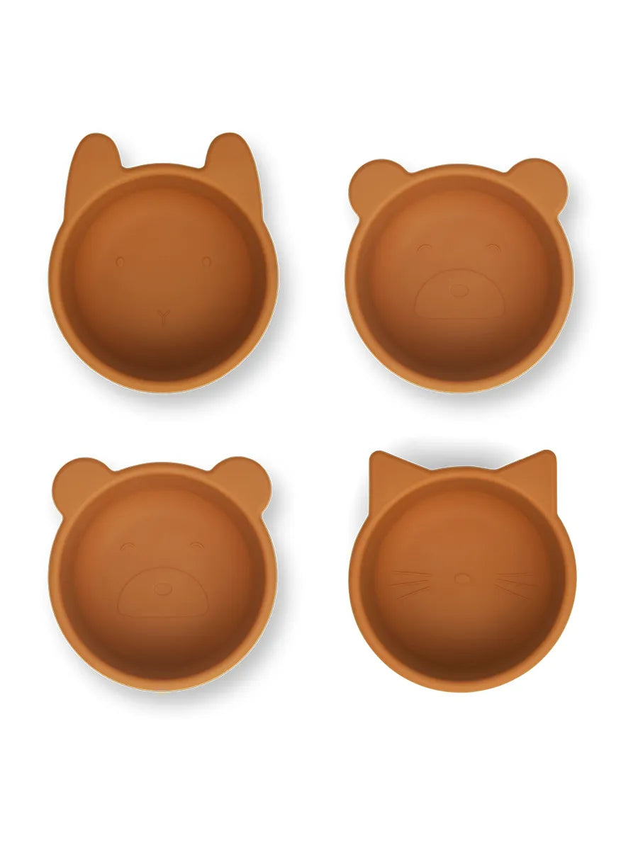 Malene silikoneskåle 4-pak, mustard fra Liewood