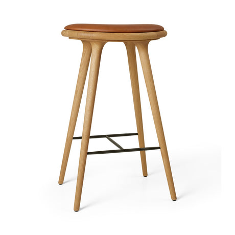 High Stool, olieret egetræ, Nuance Walnut læder, 74 cm, høj barstol fra Mater - 1 - Jacobsen Plus
