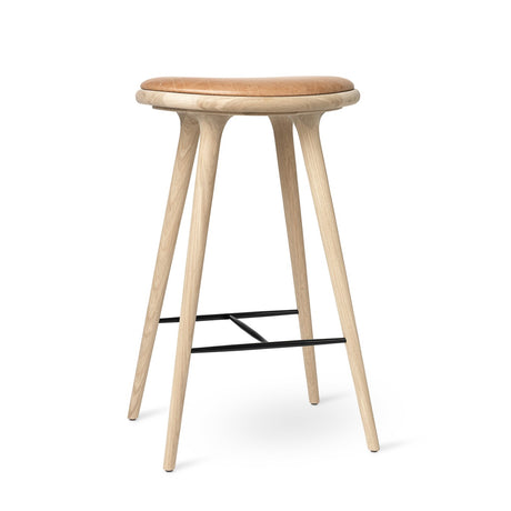 High Stool, sæbebehandlet eg, Pista Sand læder, 74 cm, høj barstol fra Mater - 1 - Jacobsen Plus