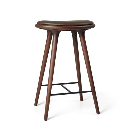 High Stool, brun bøg, Nuance Dark Brown læder, 69 cm, lav barstol fra Mater - 1 - Jacobsen Plus