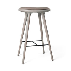 High Stool, grå bøg, Nuance Burned Grey læder, 74 cm, høj barstol fra Mater