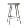 High Stool, grå bøg, Nuance Burned Grey læder, 74 cm, høj barstol fra Mater