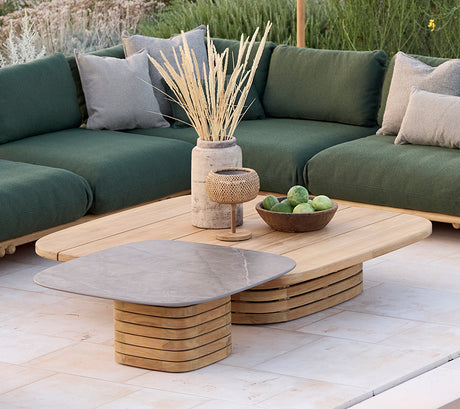Mellow udendørs sofabord, kvadratisk, small fra Cane-line - Teak - Jacobsen Plus