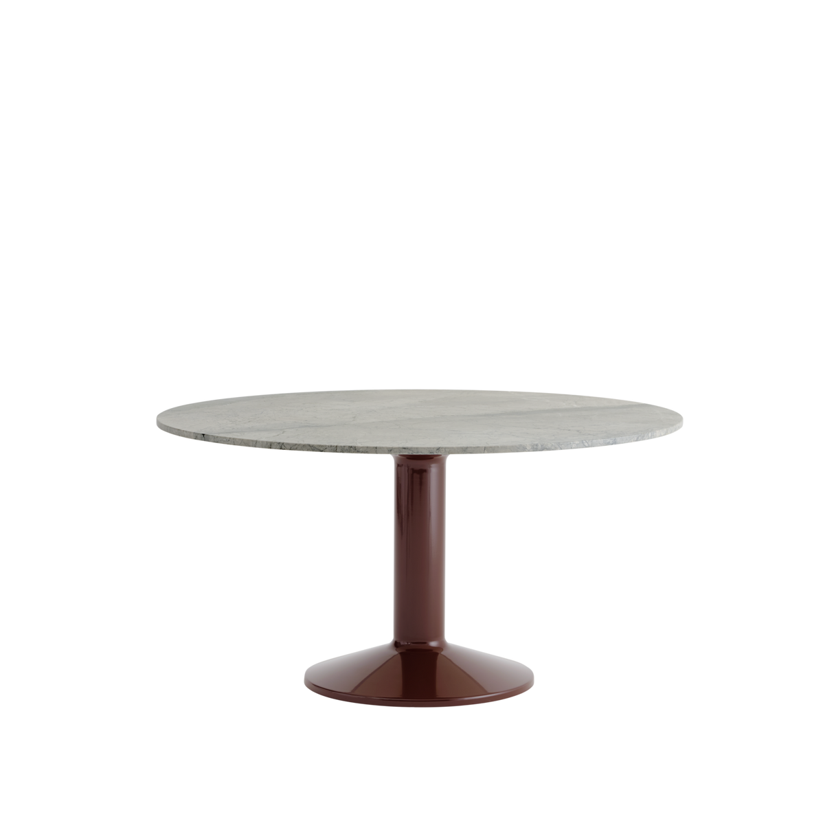 Midst Table Ø 140 cm, fra Muuto - Grey Marble - Dark red - Jacobsen Plus