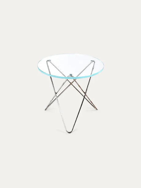 Mini O Table i glas fra OX Denmarq - Klart glas - blanke bordben - Jacobsen Plus