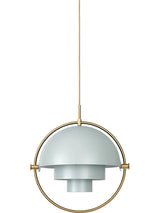 Multi-Lite pendel fra GUBI - Sea grey skærm - messing stel - Jacobsen Plus