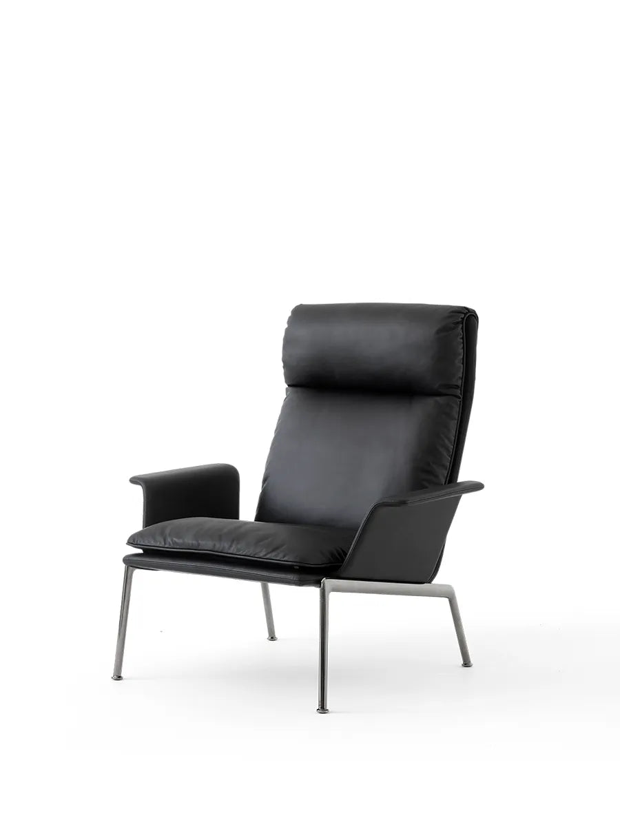 Muno LN17 Lounge Chair fra &Tradition - Noble Aniline Leather Black / Dark Chrome - Jacobsen Plus