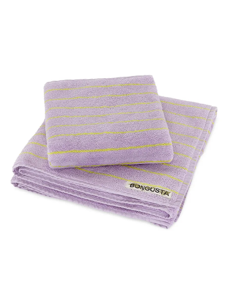 Naram towel - Lilac & Neon yellow fra Bongusta