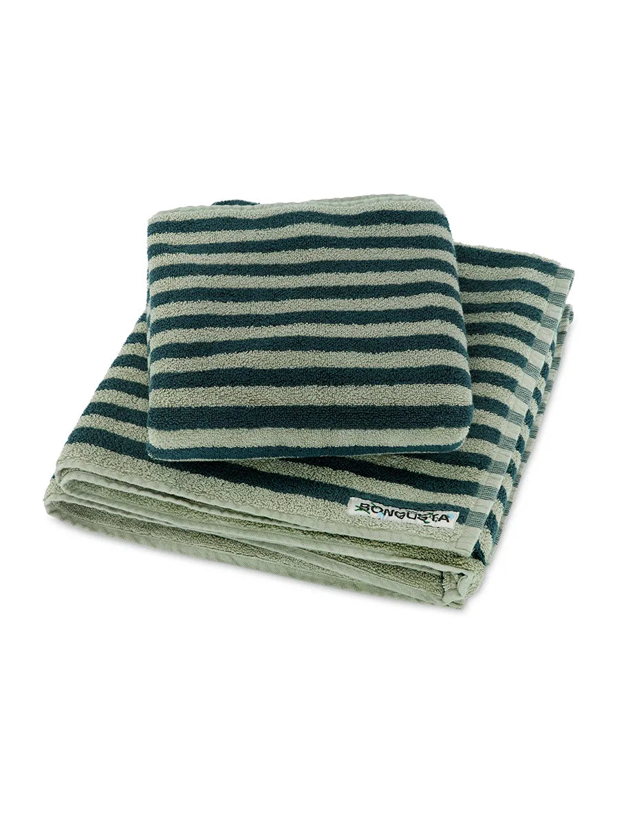 Naram towel - Sea foam & Deep teal fra Bongusta